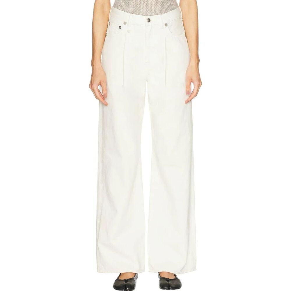 R13 R13W3147-910A Damon Pleated Wide Leg Holden White Jeans Women's Size 27